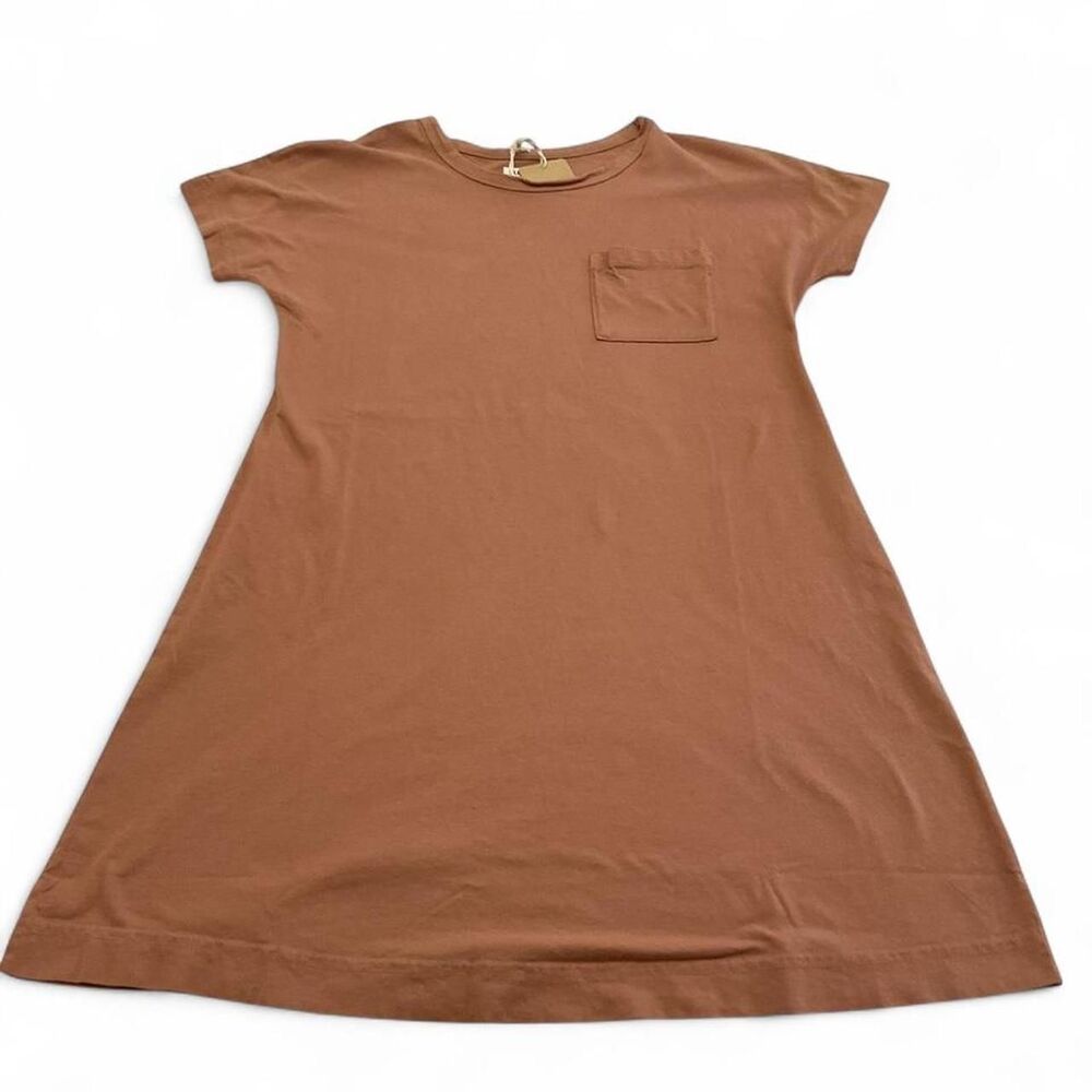 UpWest Women's Brown T Shirt Dress Mini Short Sleeve New